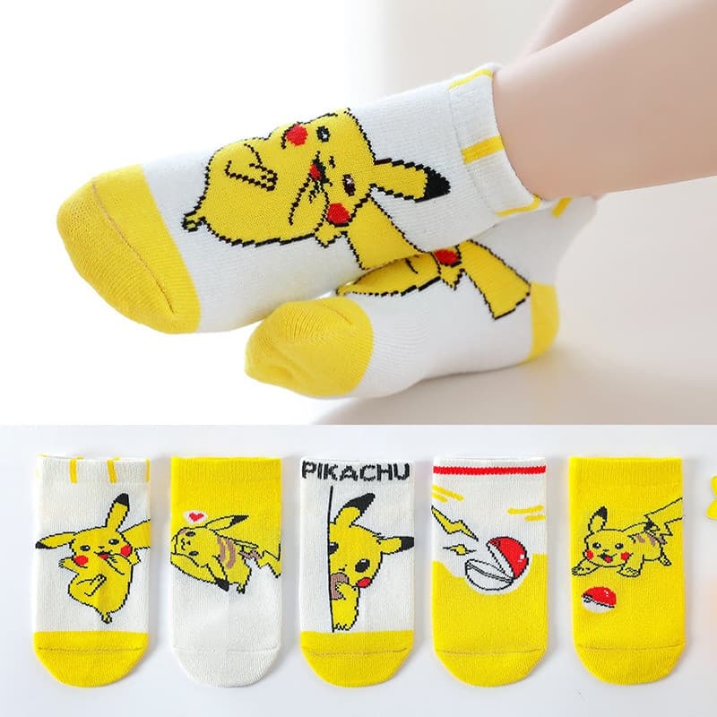 5Pairs Pokemon Pikachu Meias Para Crianças Meninos Meninas De Algodão Kawaii Anime Presentes De Natal
