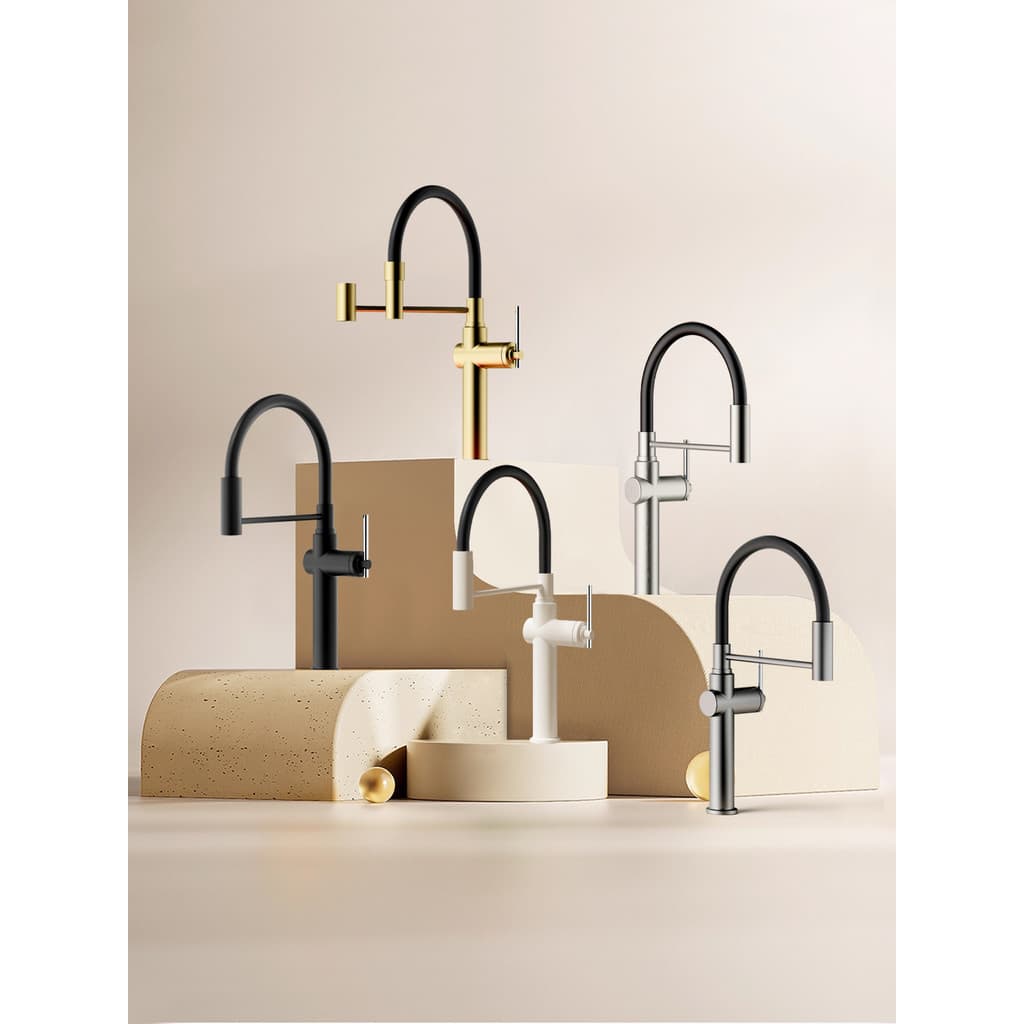 Moderno tubo de couro francês Universal rotativo Pull-out torneira cozinha vegetal lavagem pia barra pia quente e fria