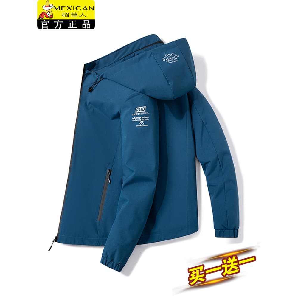 Espantalho 2026 primavera outono novo estilo masculino à prova de vento com capuz forro de lã jaqueta Casual jaqueta esp