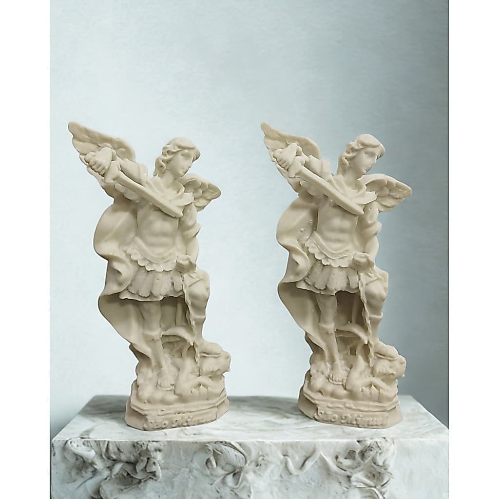 Kit 2 Imagens São Miguel Arcanjo em Resina 15cm | Decoração Religiosa | Fé e Proteção