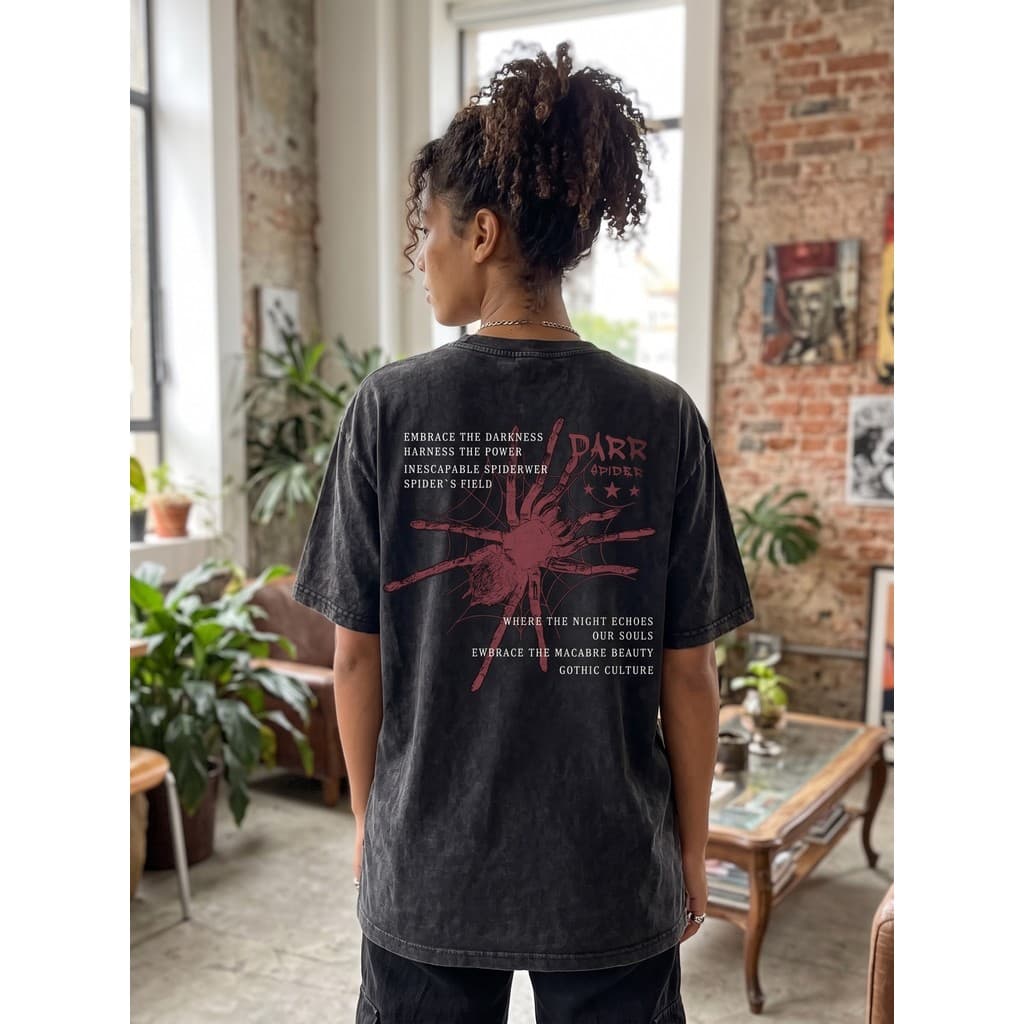 Camiseta Streetwear Spider Dark Aranha Gótico Y2K Moda Urbana Casual Algodão Premium