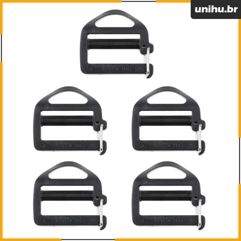 [Unihu] 5 Peças De Plástico Preto Curvo Tri-Glide Deslizante Fivela Ajustável Para Correias De Bolsa