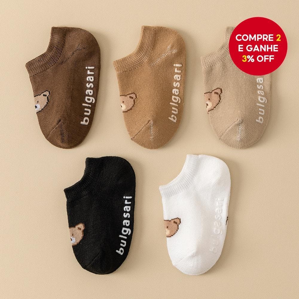 Meias Antiderrapantes para Bebês Meninas, 5 Peças/Conjunto, Meias de Tornozelo Infantis com Padrão Ur TZGD