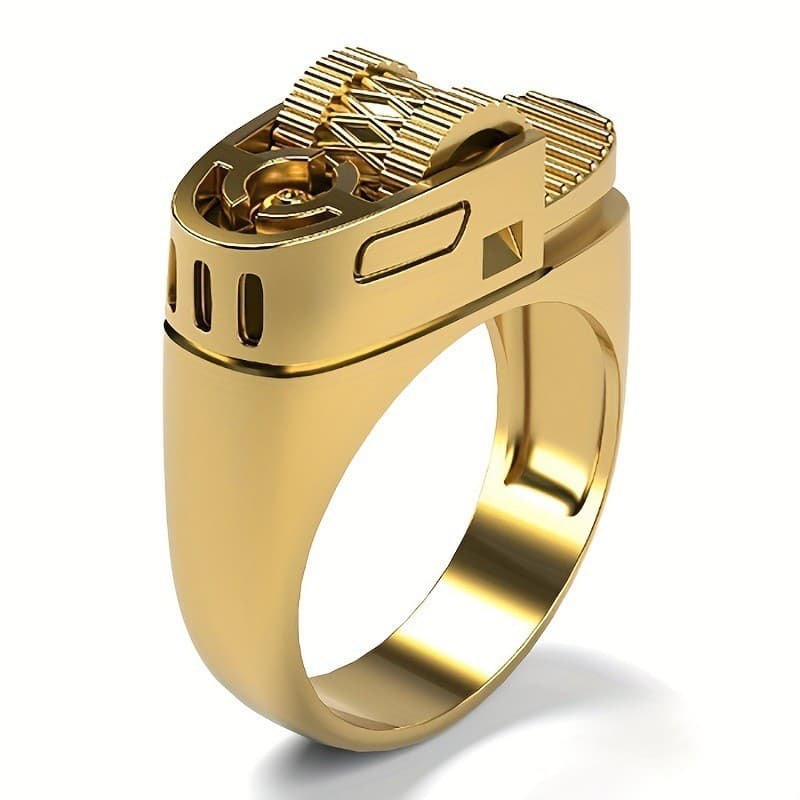 Estilo europeu americano mecânico isqueiro forma anel romance masculino criativo anel Retro personalidade Industrial orn