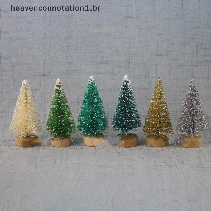 heav 12 Unidades Mini Árvore De Natal Decoração De Neve De Papai Noel Para DIY Frost Village Ano Novo BR