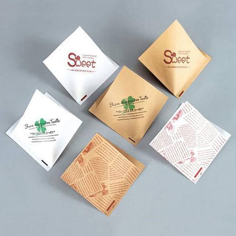 EWC 100 Pçs Forma Triângulo Papel Kraft Paaging Sanduíche À Prova De Óleo Donut Pão Hambúrguer Bolsa Descartável Cozinha