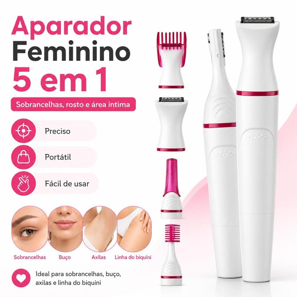 Aparador Feminino 5 em 1 para Sobrancelhas, Buço e Íntimo