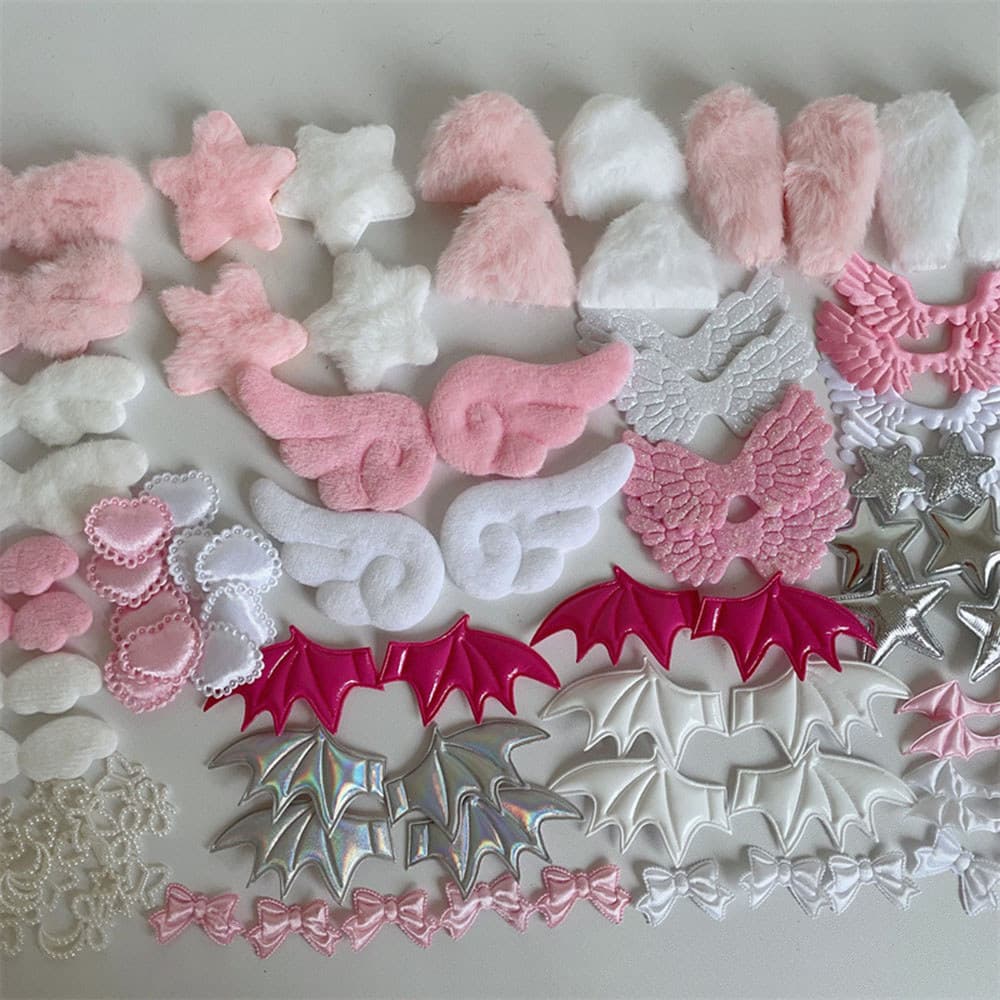 Estrela De Pelúcia Anjo Diabo Asa DIY Grampo De Cabelo Acessórios Rosa Renda Coração Arco Artesanal Material Ornamento