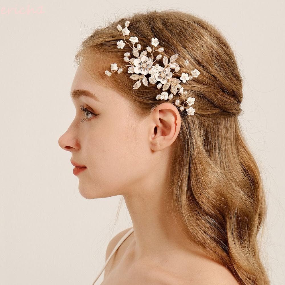 ERICH1 Grampo De Cabelo De Noiva , Flor De Seda Estilo Francês Cocar De Casamento De Luxo De Pérola Artesanal
