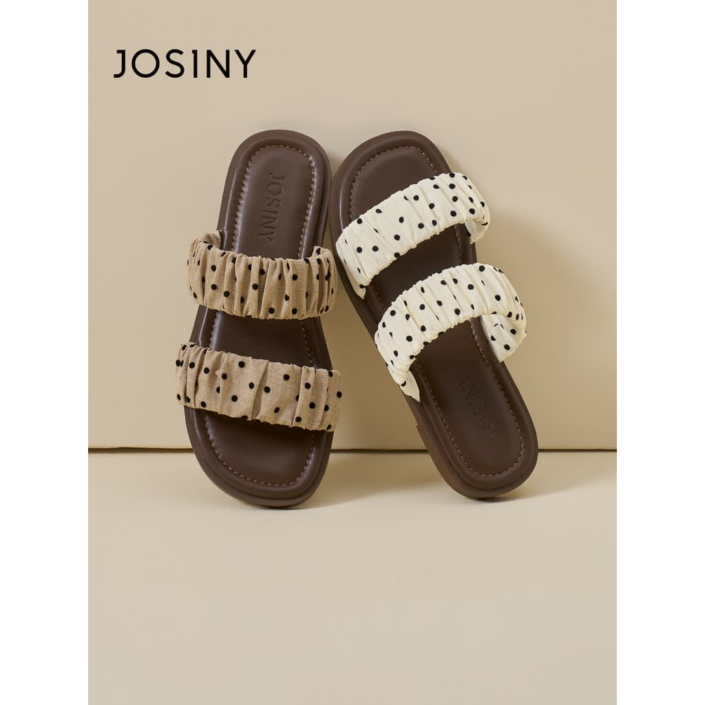 Zhuosini 2026 sapatos femininos convenientes plissados bolinhas Flip-Flops feminino verão novo estilo plana exterior usa