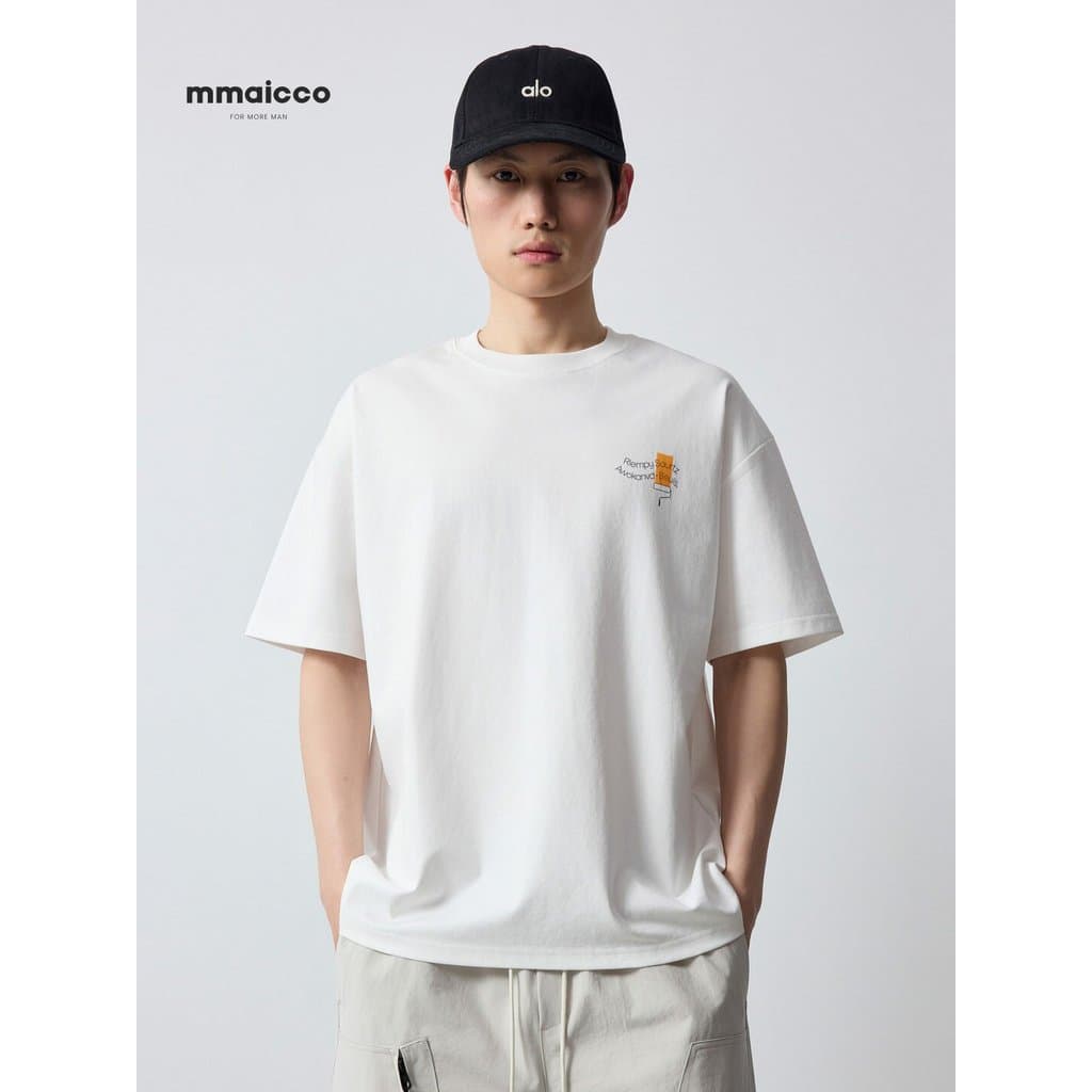 Momaike roupas masculinas cidade esportes solto de manga curta camiseta masculina 2026 verão novo estilo criativo impres