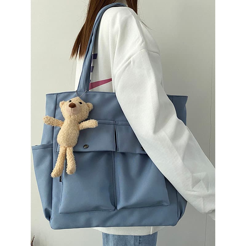Bolsa de lona de grande capacidade feminina 2026 novo estilo Commuter grande bolsa de ombro bolsa escolar de classe de e