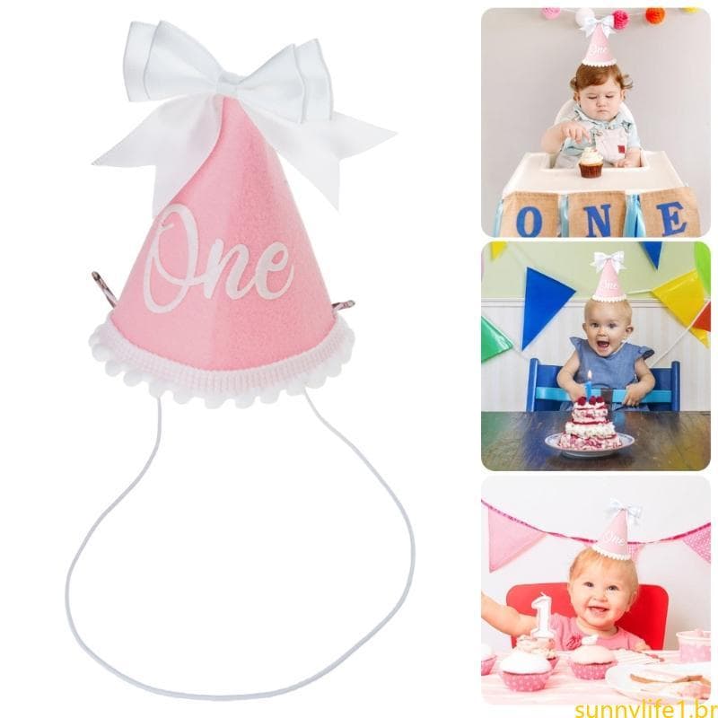 Chapéu Aniversário Bebê Sol Tecido Macio Laço Detalhando Design Para Bebês 1 Ano