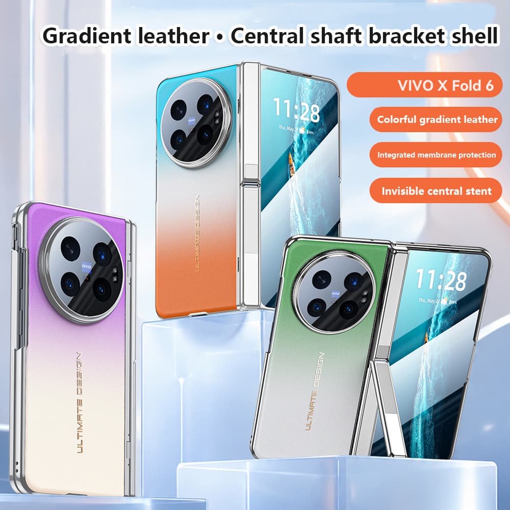 Luxo Caso De Telefone Couro Do Plutônio Para Vivo X FOLD6 FOLD6 Fold 6 5G Com Filme Vidro Suporte Dobradiça Capa Proteto