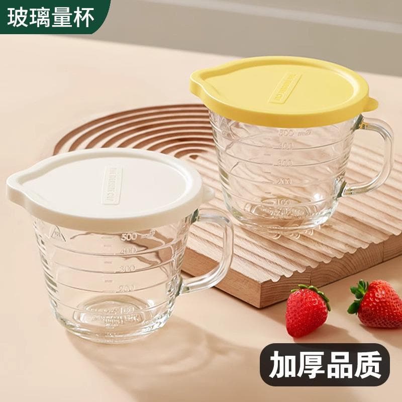 Moderno simples transparente cozimento copo de medição micro-ondas copo de cozinha de vidro com alça cozinha do agregado