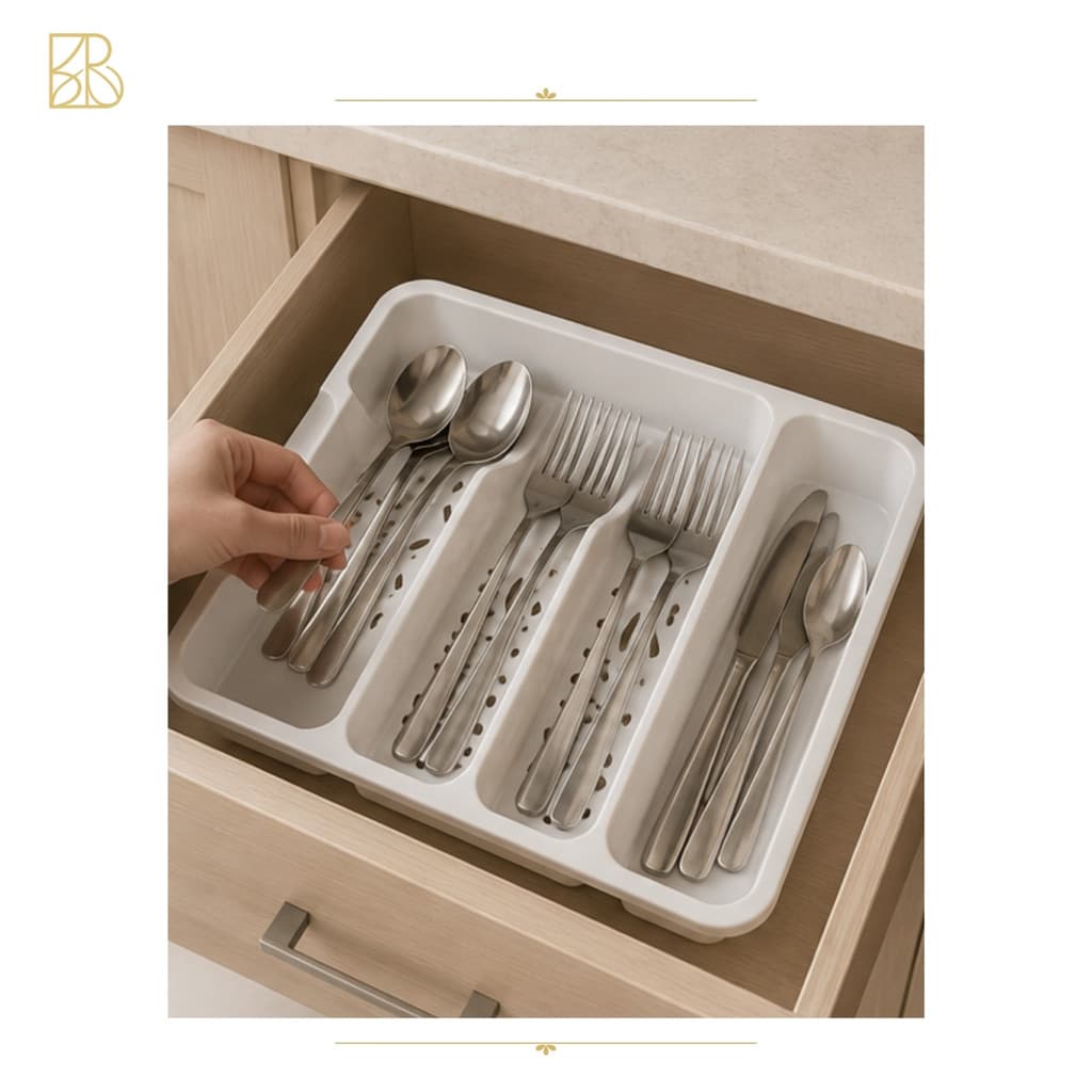 Porta Talheres Organizador de Gaveta 4 Divisórias | Organizador de Cozinha em Plástico