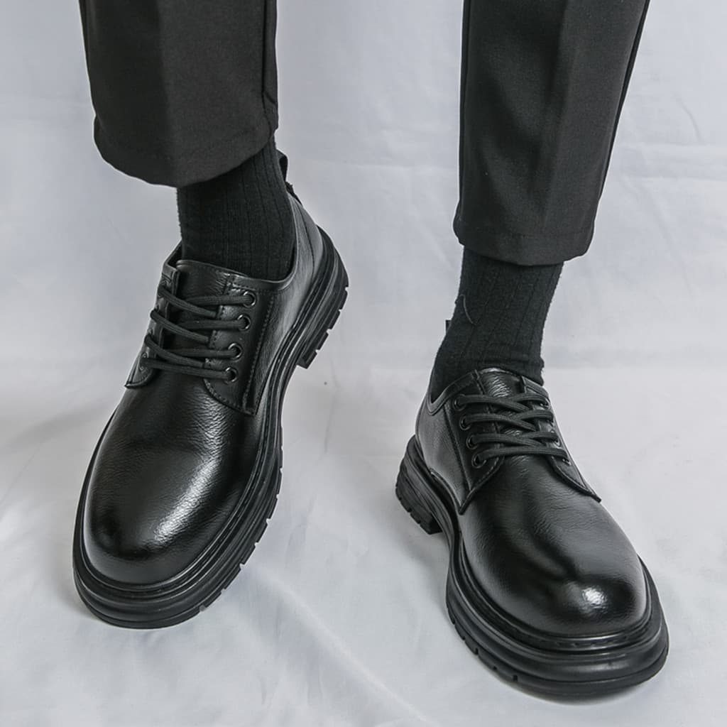 Sapatos masculinos de verão britânico interior aumentando terno preto negócios Formal Wear Casual dedo do pé redondo sap