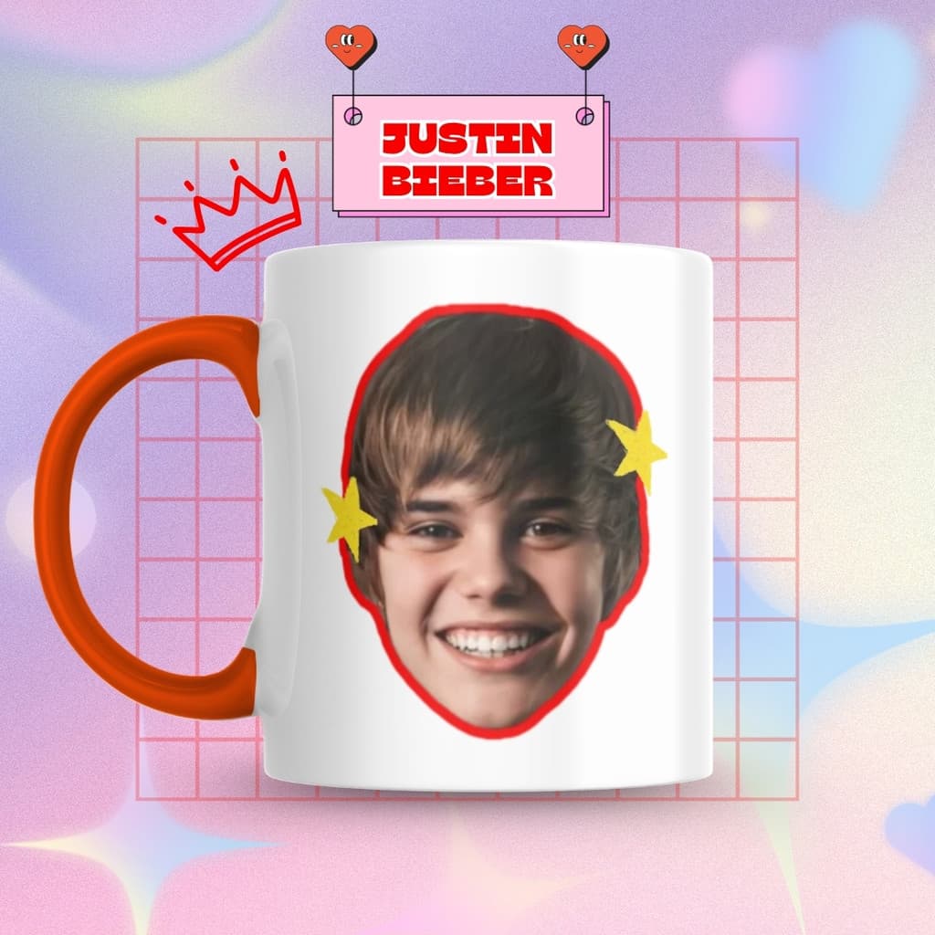 Caneca Xicara Porcelana 325ml Justin Bieber Belieber Fã Personalizada Presente Decoração Casa