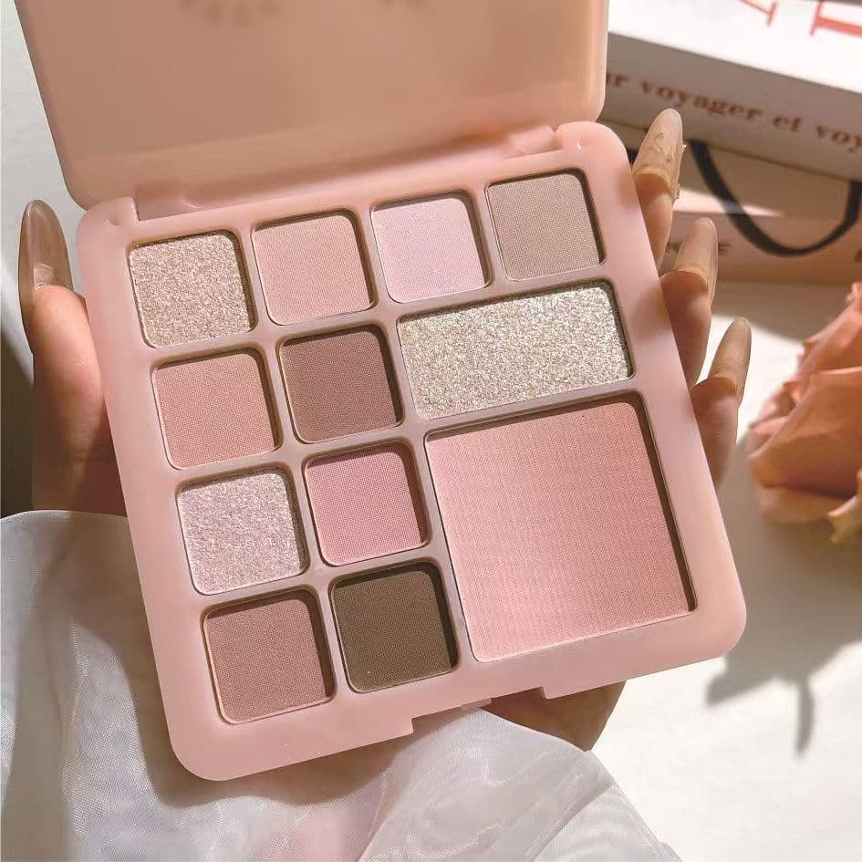 12 cores tabaco em pó rosa leite chá perolado fosco terra marrom paleta de sombra reduzir o inchaço cor Blush estudantes