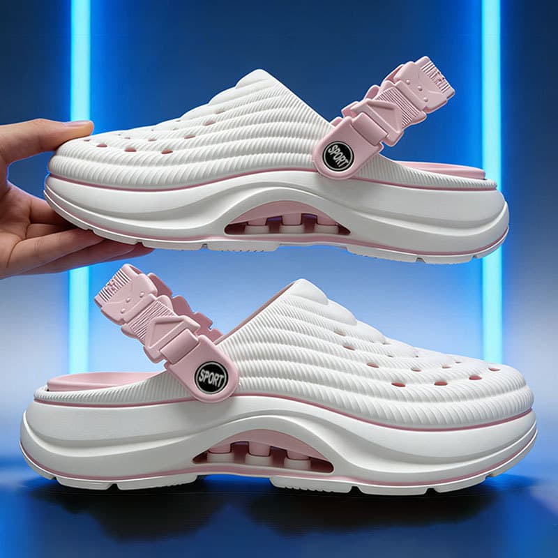 Masculino feminino estilo EVA sapatos de sola grossa buraco verão antiderrapante Toe-coberto chinelos casa ao ar livre d