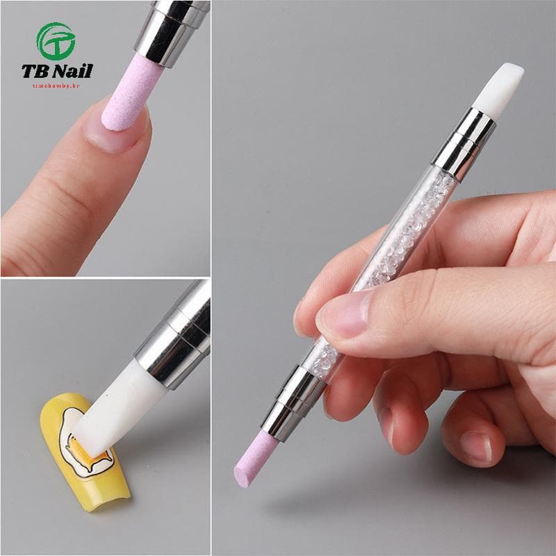 TB-Prego 1 Pçs Dupla Extremidade Multifuncional Silicone Caneta De Unhas Quartzo Cutícula Unha Polonês Sti Moagem Remove