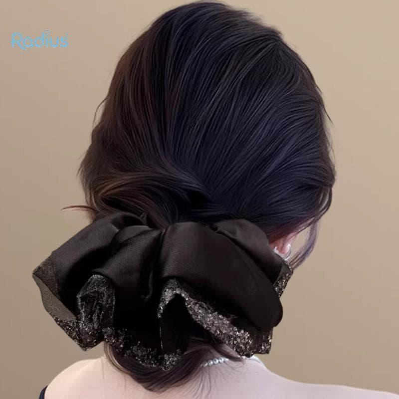 Radius Moda Vintage Elegante Cetim Scrunchie Luto Hairband Para Mulher Novo