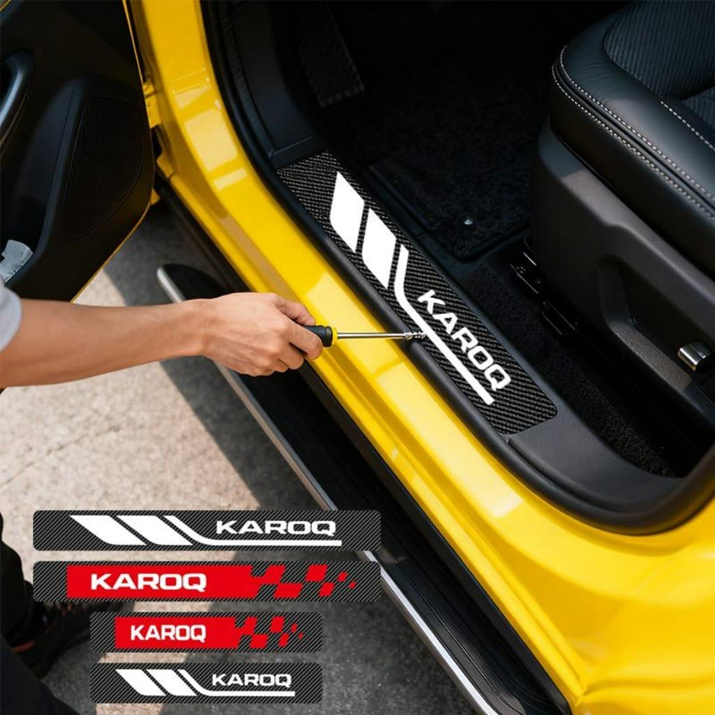 Kit 4 Peças Textura 3D Fita Protetora De Porta Soleira Automotiva Acessórios Para Carro For Skoda Karoq Sportline