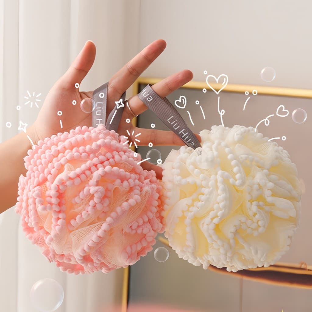 Super macio bonito High-End grande bola de banho não espalhado banho flor bola esfregando banho espuma uso feminino toal