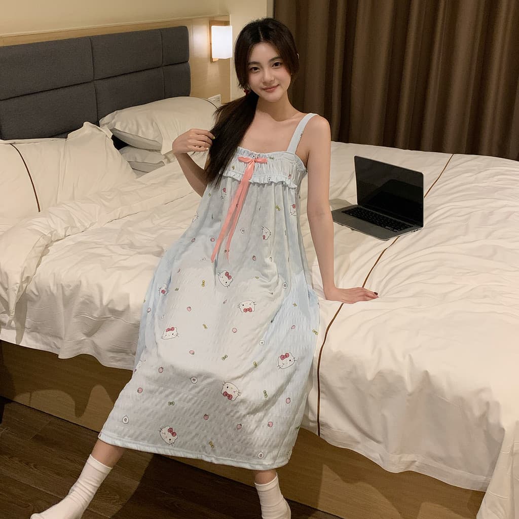 Camisola feminina verão camisola sem mangas algodão pijamas 2025 novo estilo pequeno Homewear pode ser usado fora