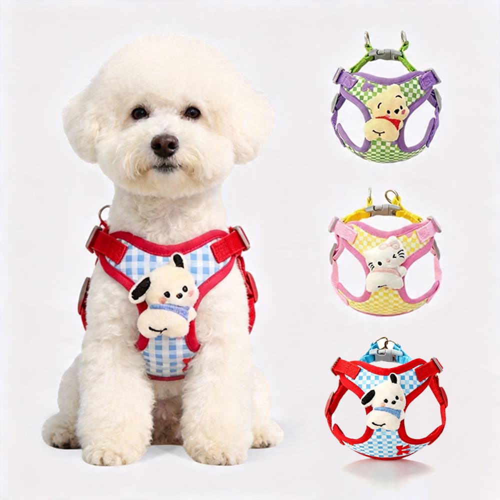 Arnês para Animais de Estimação com Estampa de Desenho Animado, Arnês Respirável e Confortável para Passeio de Cães, Col