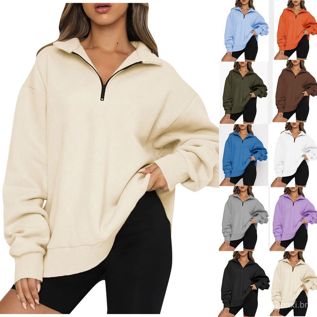 2023 inverno comércio exterior europeu americano feminino novo estilo de venda quente moletom forro de lã topo solto Poc
