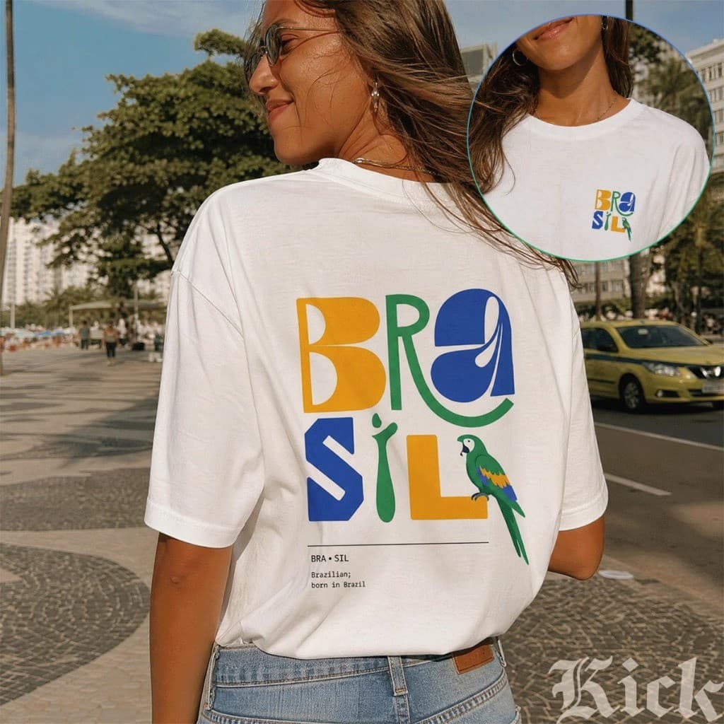 Camisa Camiseta Brasil Arara Copa do Mundo 2026 T-Shirt Feminina 100% Algodão
