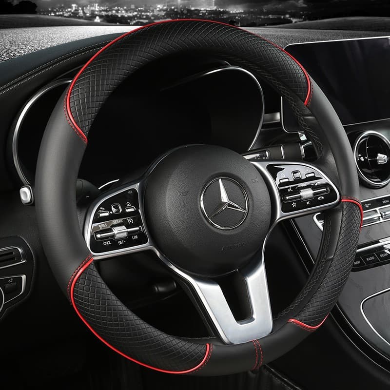 Capa De Volante De Carro De Couro PU Antiderrapante Durável 38CM De Fibra Dinâmica Decoração