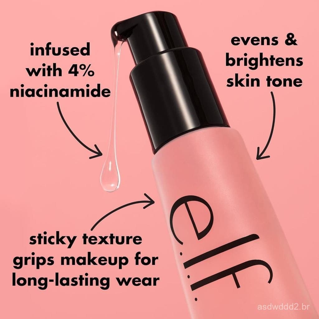 E.l.f.PowerGripPrimer+4% Niacinamida, primer facial em gel e hidratante, uniformizador e iluminador, fixador de maquiage