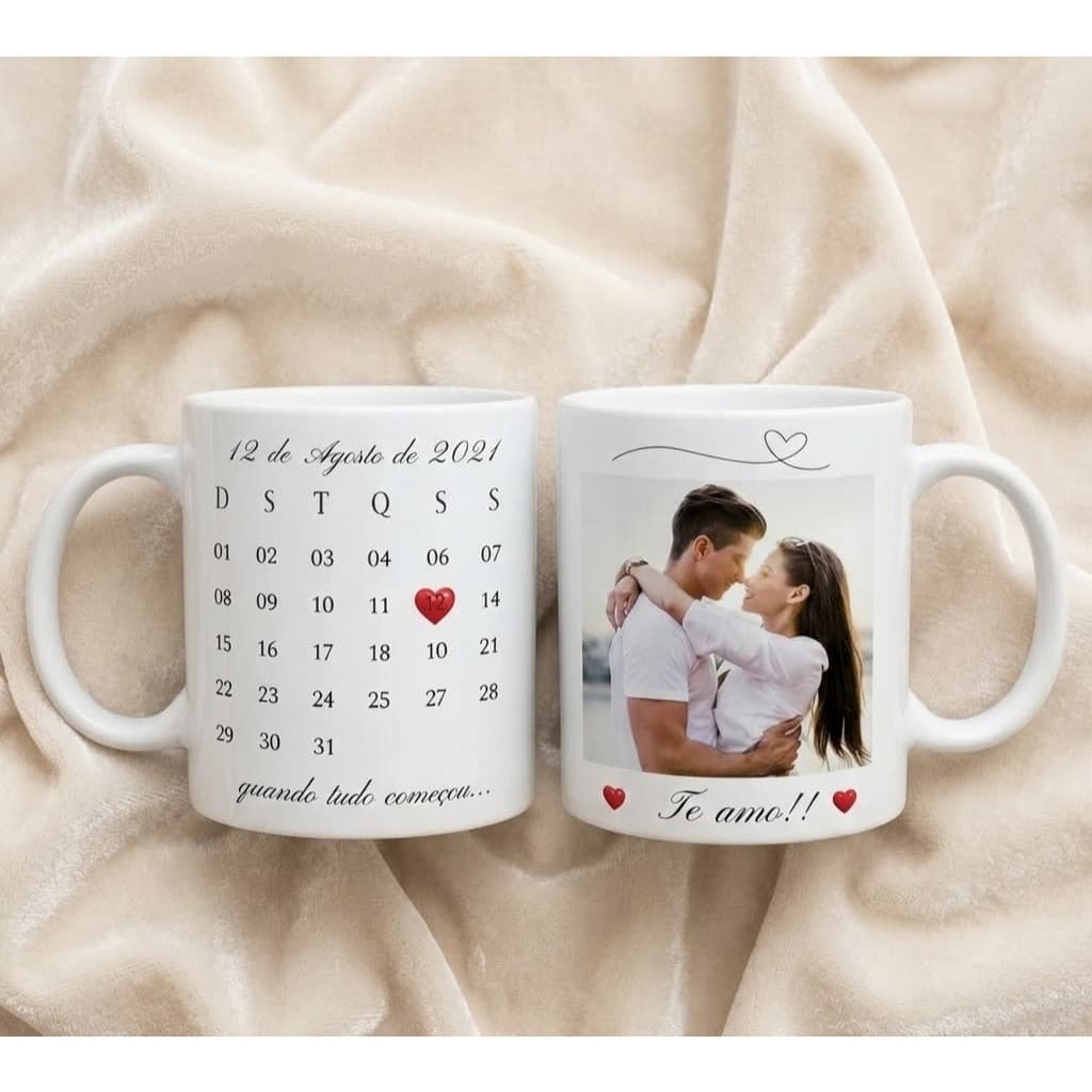 Caneca Personalizada Casal Data Especial Xícara Com Foto Casal Alta Qualidade Cerâmica