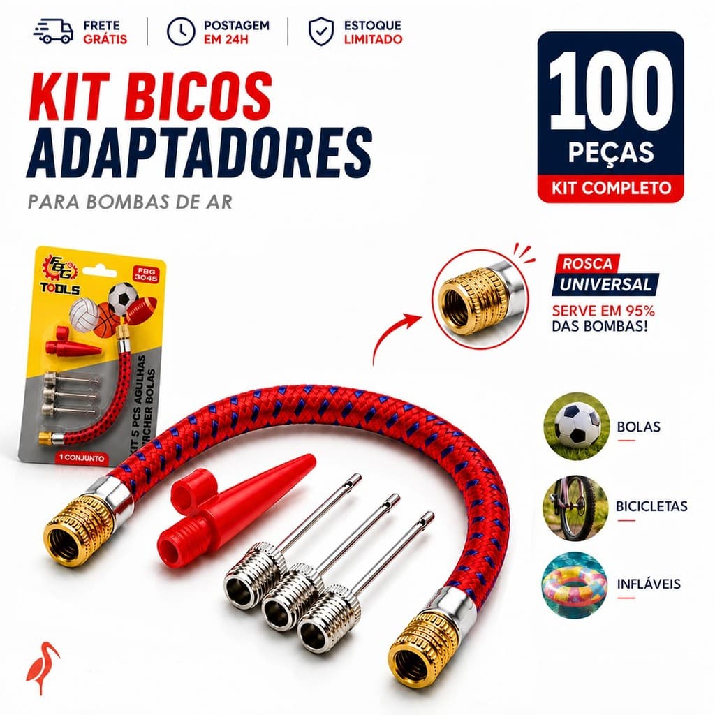 20 a 100 Unidades Bicos para Bomba Manual com Mangueira Encher Bolas Boias Infláveis Postagem Express