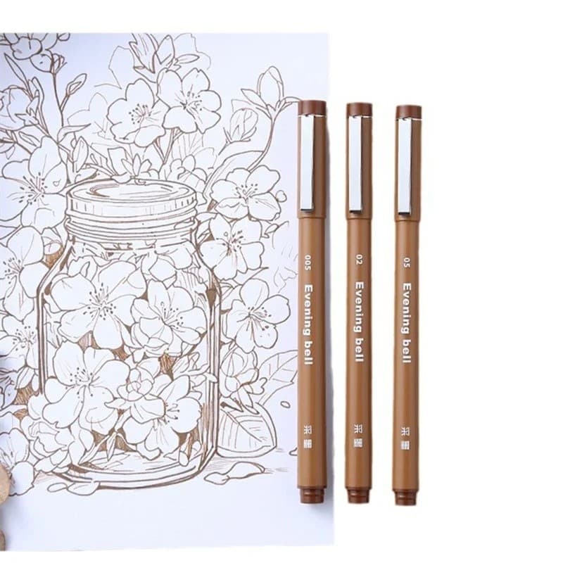 Caneta De Desenho Micron Neelde De Tinta À Prova D'água , Pigmento Marrom , Marcadores De Linha Fina , Para Pintura Mão