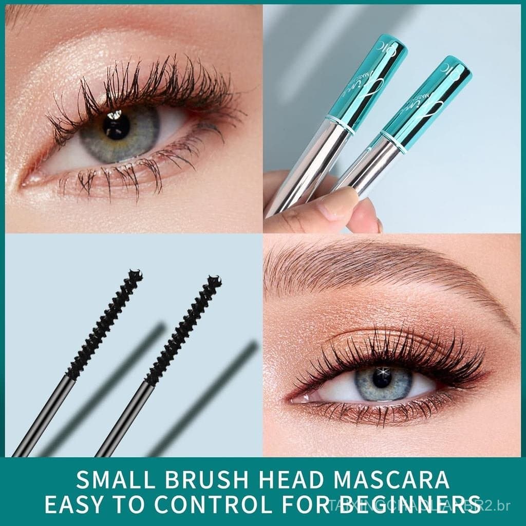 Máscara de Cílios Preta Ultra Fina 4D para Cílios Curtos e Finos, Máscara Alongadora e Espessante para Mulheres, Escova