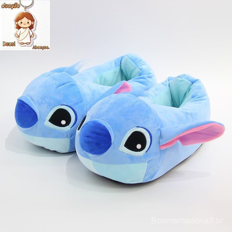 Pantufa Stitch Lilo (28 a 33/35 a 42) Rosa E Azul Interior Pantufa Stitch Infantil
