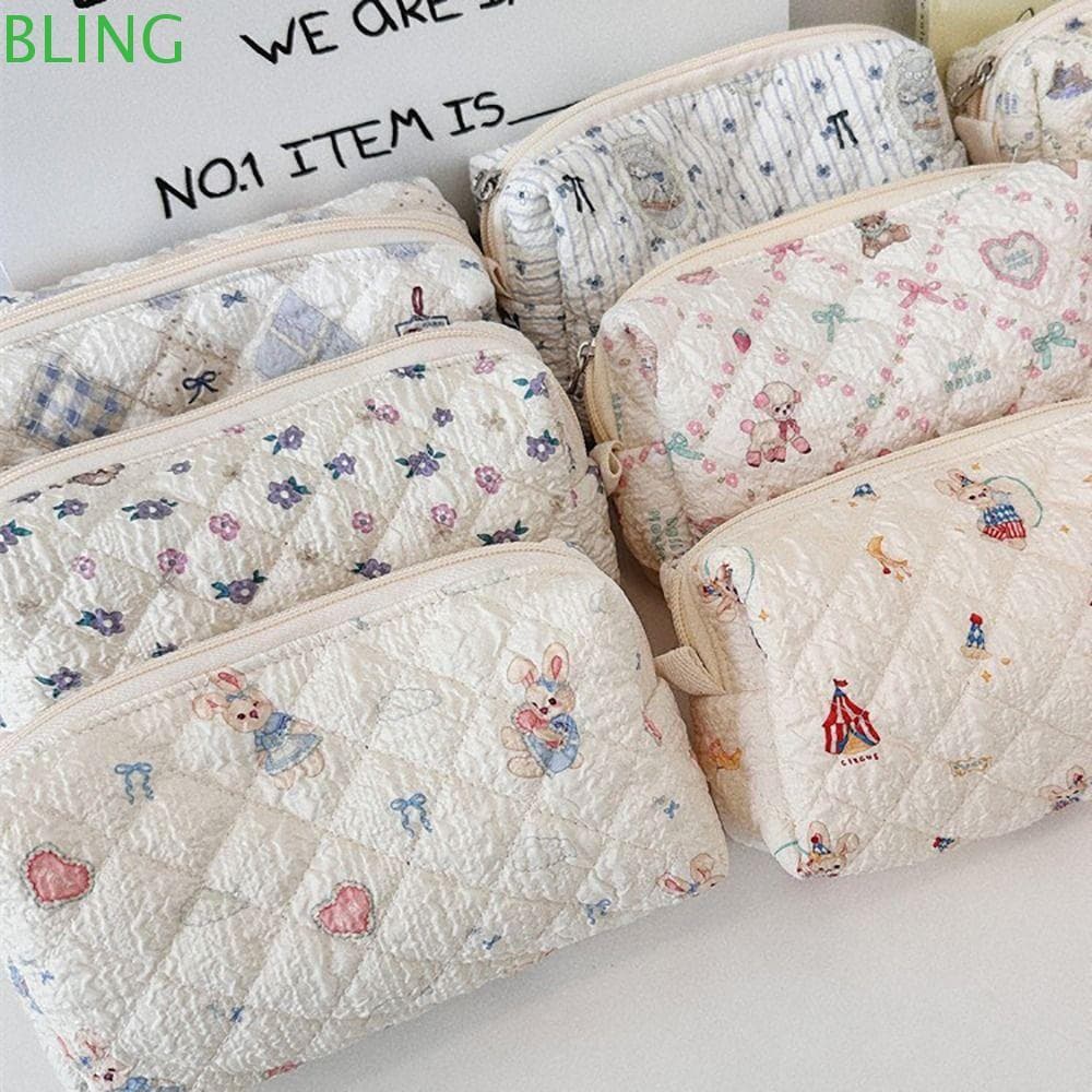Estojo BLING, bolsa de armazenamento de grande capacidade com estampa de desenho animado, bolsa de maquiagem multifuncio