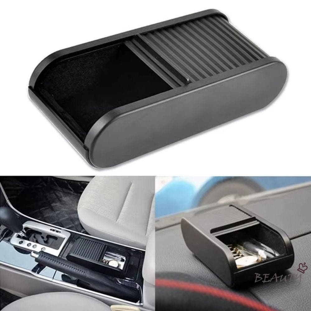 Organizador De Carro Aberto Deslizante De Plástico-Porta-Moedas Autoadesivo Preto De Grande Capacidade