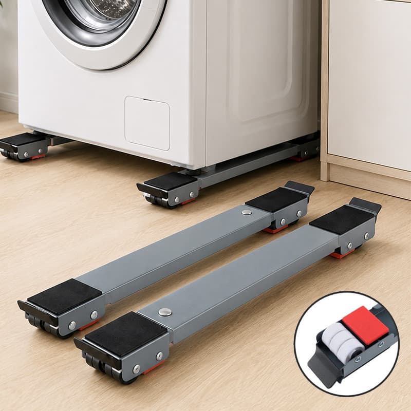 Suporte De Rodinhas Ajustável Base Resistente Facilita Limpeza Sob Geladeira Máquina Lousa
