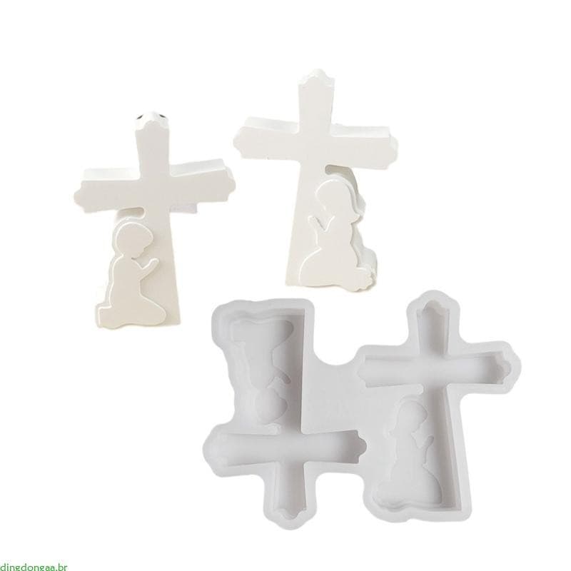 Moldes de silicone usados para fazer estátuas detalhadas de meninos e meninas em posição de oração e artesanato em resin