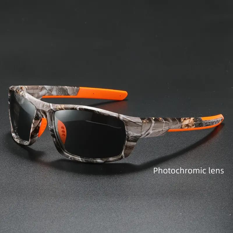 Óculos de ciclismo polarizados estilo feminino masculino, óculos de sol táticos camuflados com armação quadrada