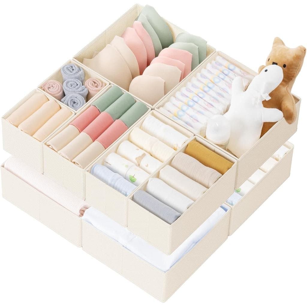 Organizador de Gavetas Criusia para Roupas, Pacote com 10 Organizadores de Cômoda para Roupas de Bebê, Roupa Íntima, Mei