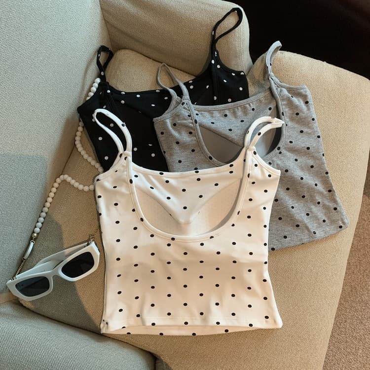 Moda bolinhas com almofada no peito camisola feminina grande U Halter volta bonita volta exterior usar Anti-reflexo inte