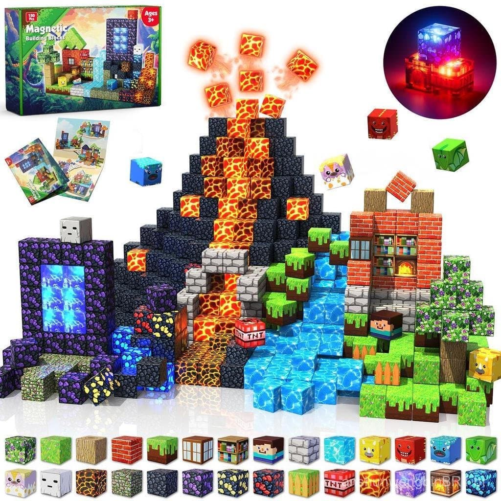 Blocos de Construção Magnéticos - Brinquedo de Construção Magnético de 150 Peças, Portal de Dinossauro de Tijolos Vermel