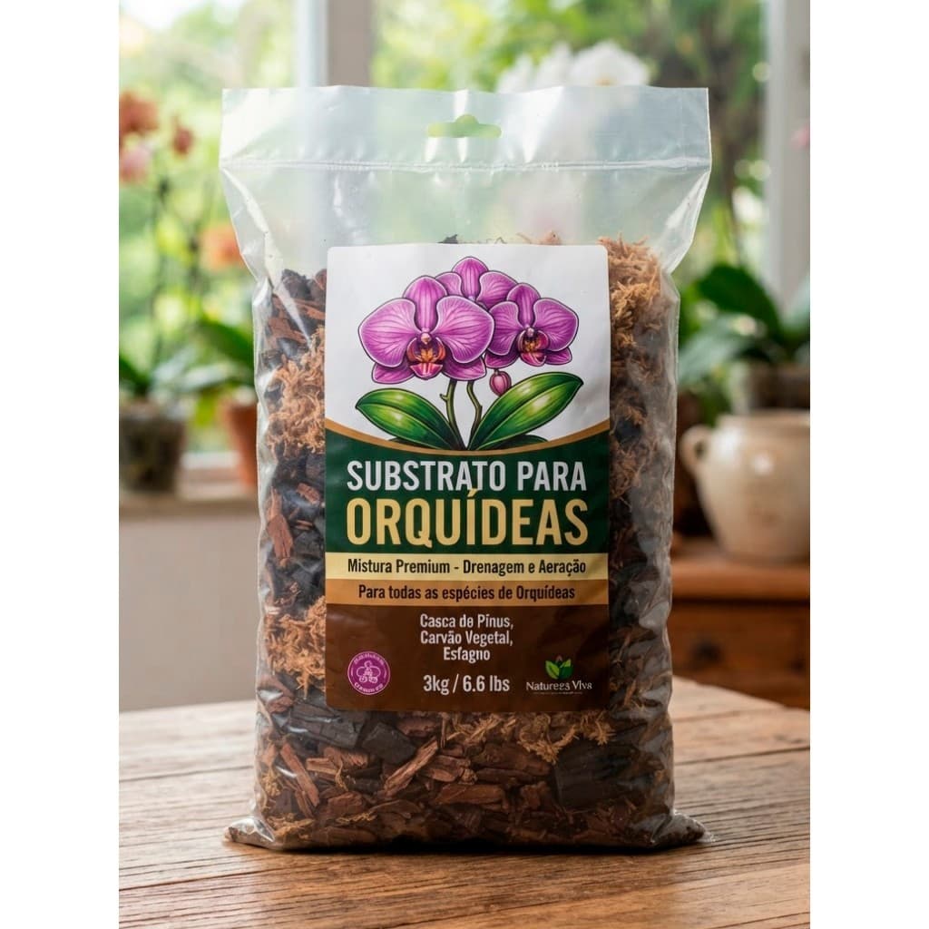 Substrato Para Orquídeas mix Casca Pinus + Carvão + Chip Coco Saco de 2Litros 3 Litros 5 Litros 10lts ou 20lts