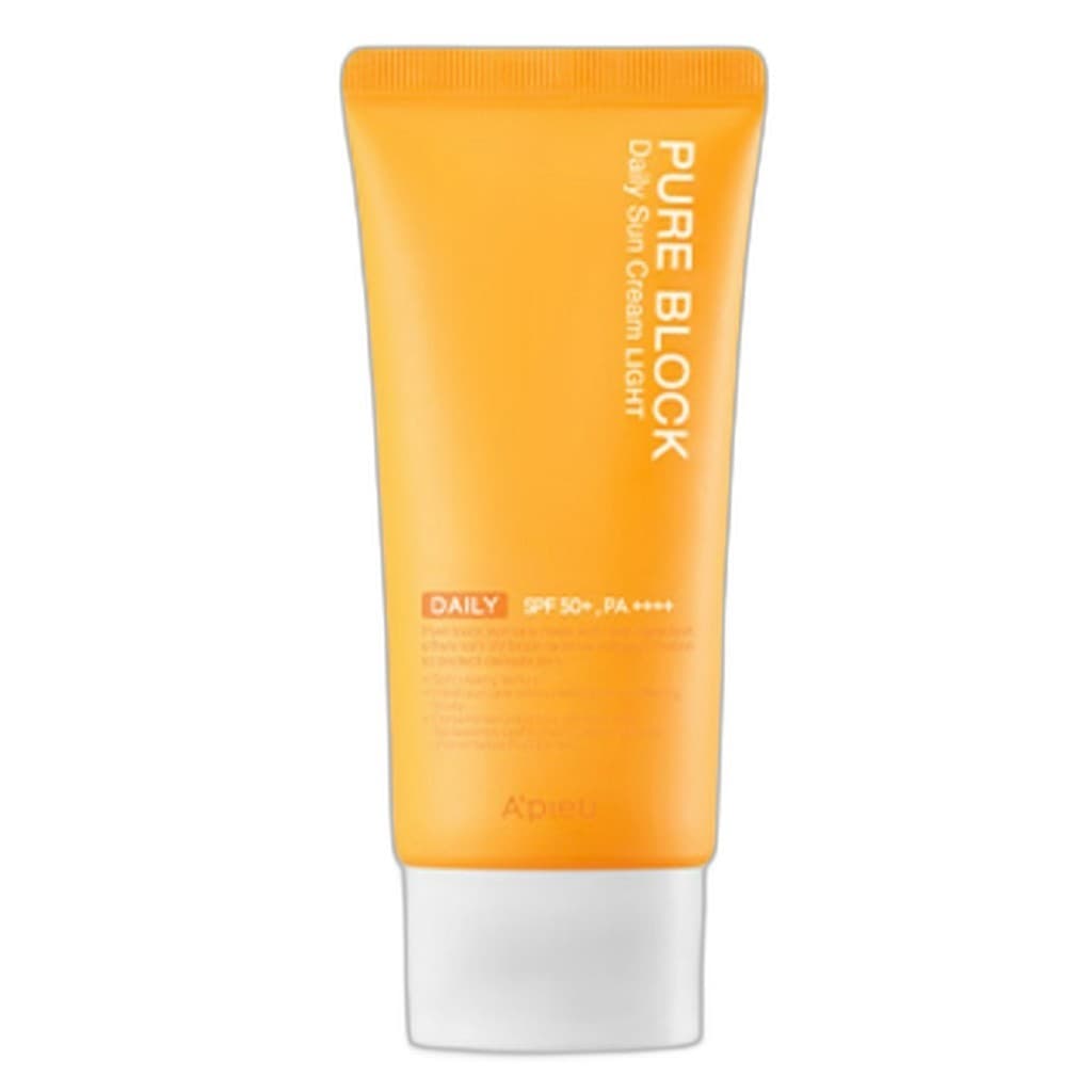 [apieu] Pure Block Natural Daily Sun Cream Light , 50ml , 1 Unidade/Protetor Solar Coreano/Fórmula Leve Da borasworad