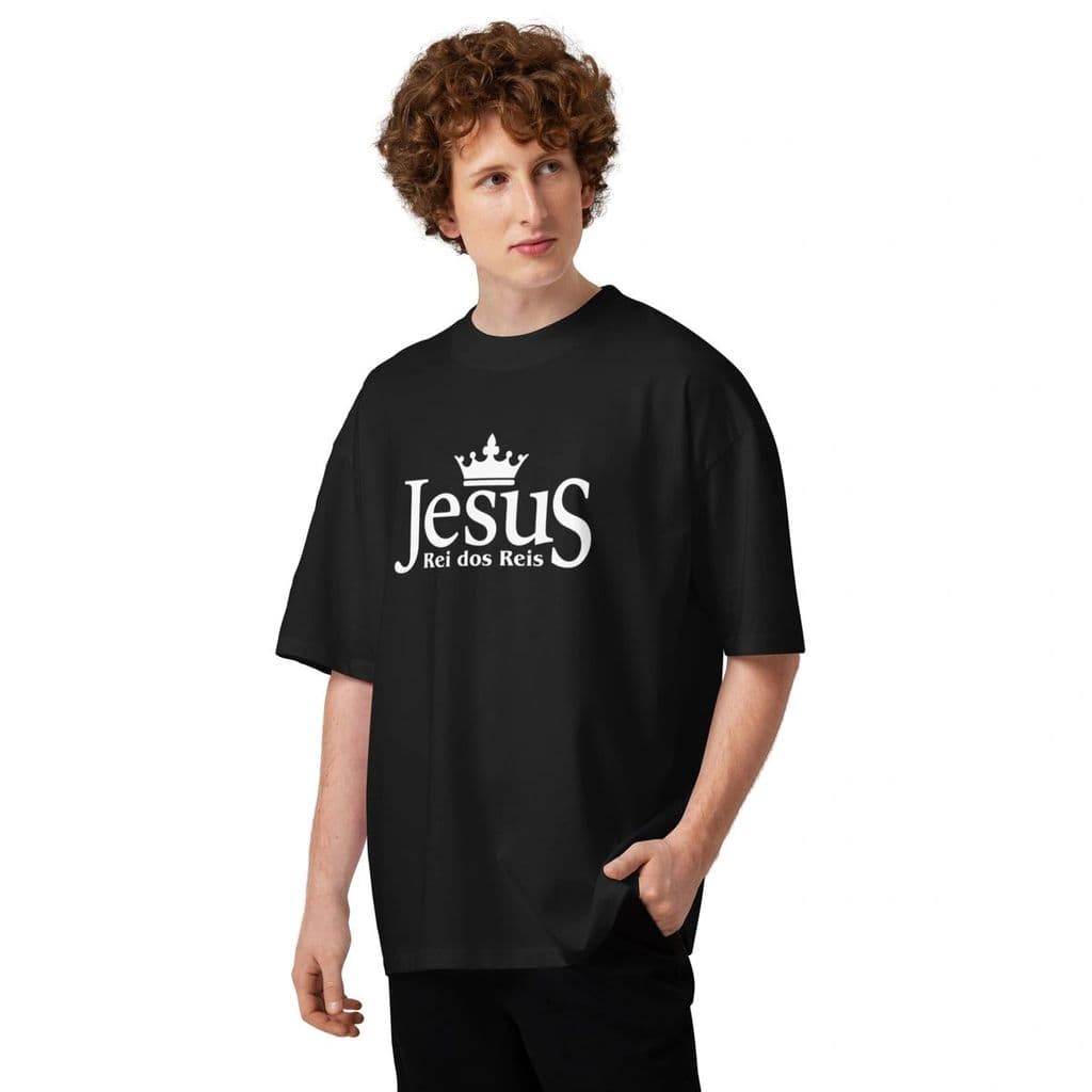 Camiseta Masculina Oversized Jesus Rei dos Reis